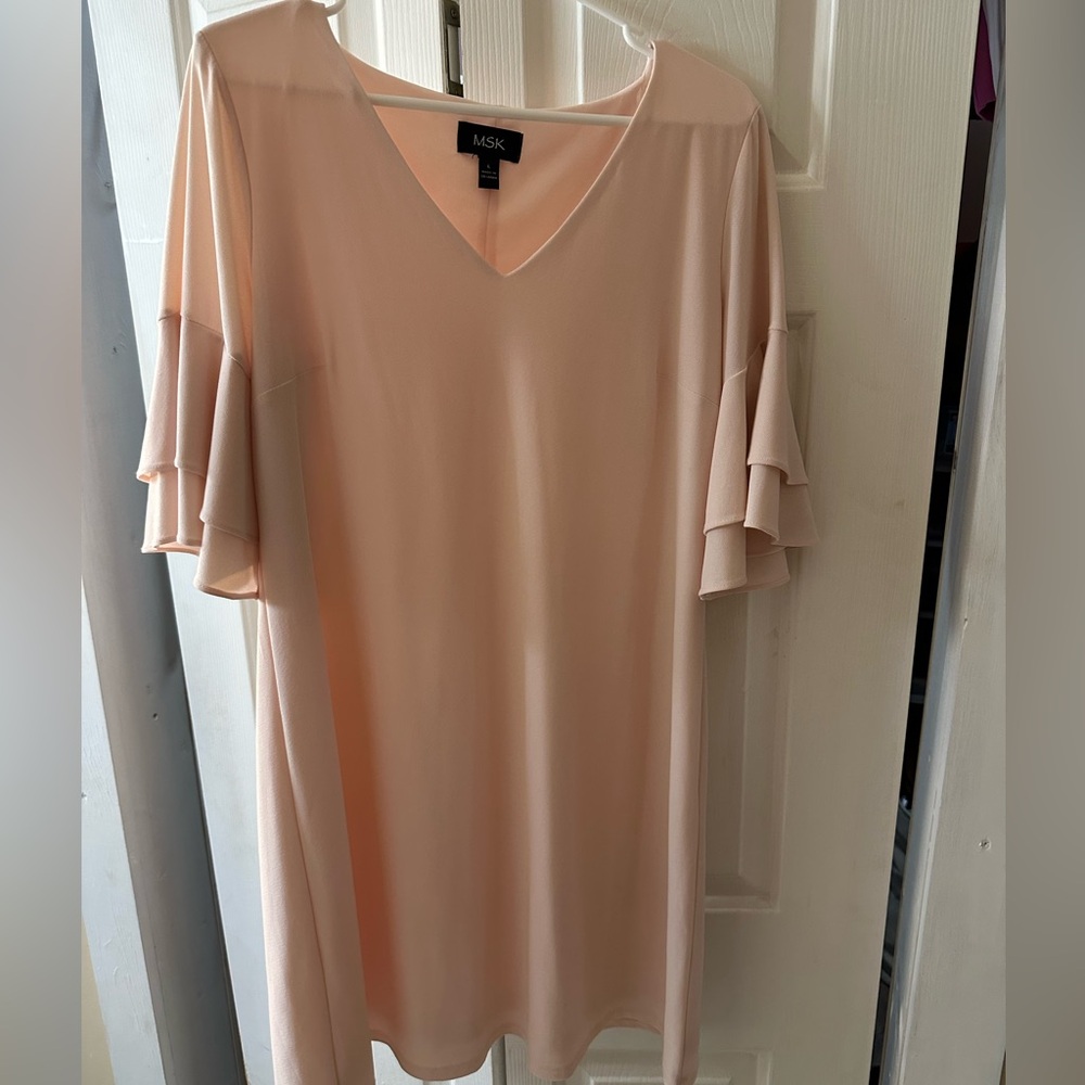 MSK Women's Light Pink Ruffle Sleeve Dress